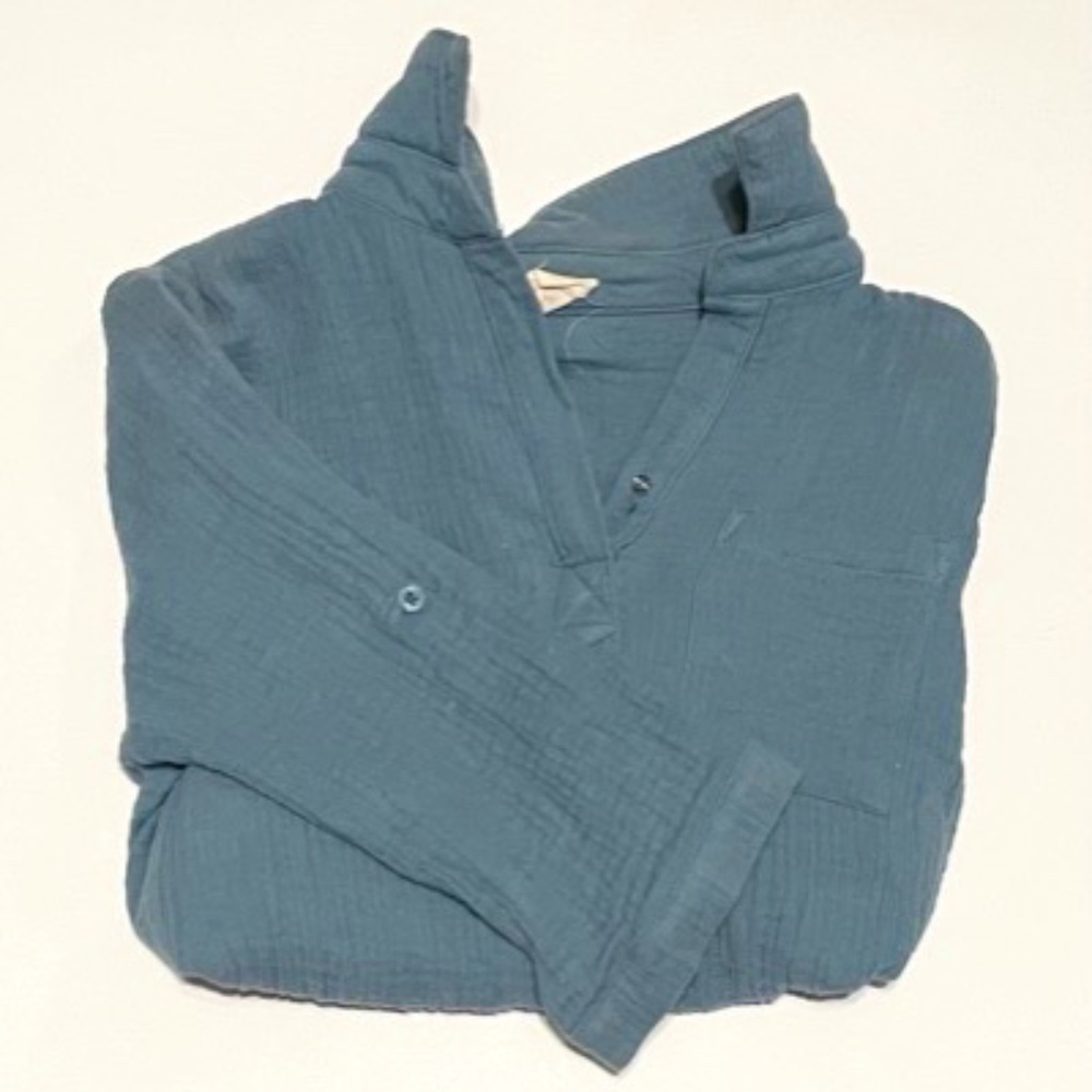 Blue One Button Mid Length Sleeve Top- Children